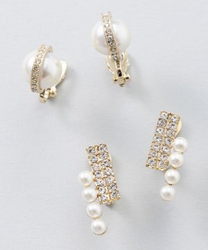 【好評につき追加販売】ストーンパールラインイヤリング