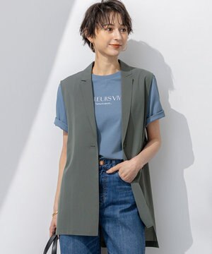  【洗える】ライトシアーマットクロス ジレ