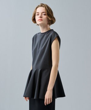 【UVケア・接触冷感】ダブルフェイスジャージーペプラムカットソー