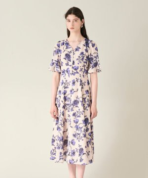  フラワープリントフレアワンピース