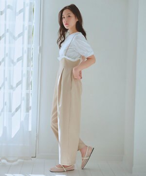  フリルデザイン・サス付きパンツ