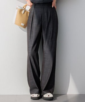 【洗える】デニムライクシャンブレー ワイドパンツ