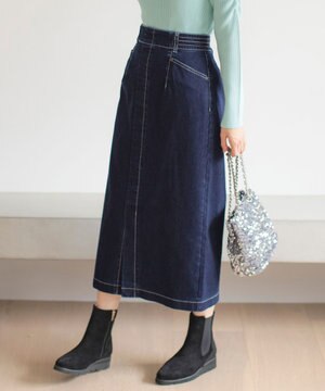  【洗える】ストレッチライトデニム スカート