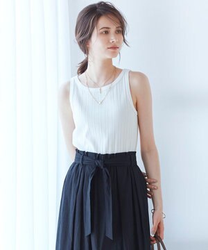  【SLOW/洗える】ランダムリブフライス タンクトップ カットソー