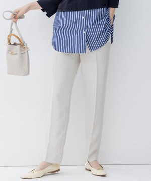  【洗える】ドライダブルサテン ドロスト パンツ