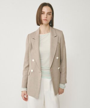  リネンライクダブルジャケット