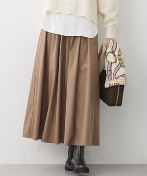  【撥水加工/洗える】ブライトタフタ タック スカート