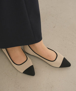 【洗える/撥水】 バイカラー ポインテッドパンプス