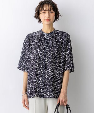  【先行予約】カレイドスコーププリント バンドカラー ブラウス