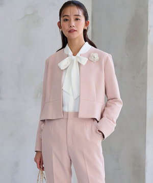 【WEB限定・KUMIKYOKU NAVY】コンフォータブルドレープ ノーカラージャケット