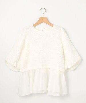  シャーリングシフォン シアーペプラム ブラウス