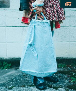  【157】DENIM TIE TOTE デニムトートバッグ アイスブルー