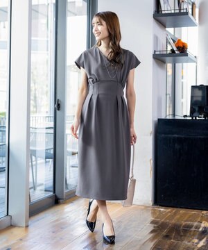  【洗える】ハイストレッチジョーゼットワンピース