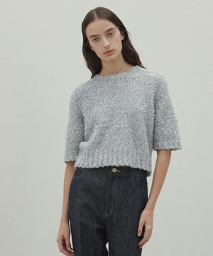 【洗える・Precious 4月号掲載】TRITOMA / ラメクルーネック半袖ニット