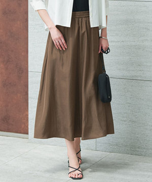 【UVケア・速乾・洗える】シルクエステルタフタ フレアスカート