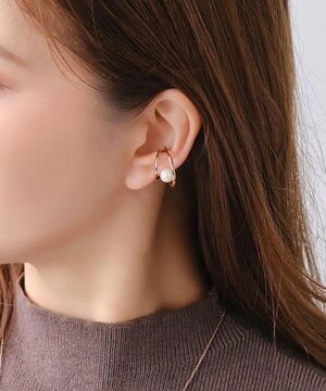  2ラインパールイヤーカフ　ローズゴールド