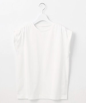  【洗える】タックギャザーネック Tシャツ