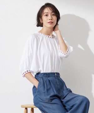  【洗える】コード刺繍 カットソー