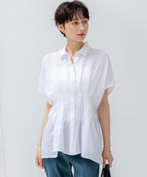 【洗える】LIBECOリネン タック デザイン シャツ