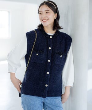  【WEB限定】ツィードニットベスト