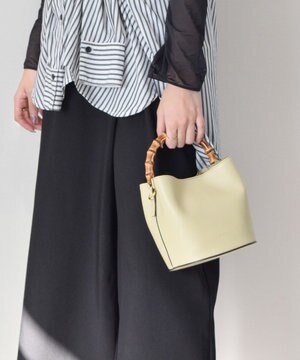  【LORISTELLA】バンブーハンドルレザーバケットバッグ