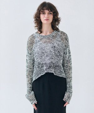  【洗える・STORY 6月号掲載】THYME / クルーネックコットンメッシュニット