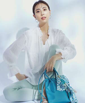  【WEB限定/洗える】コットンカラミストライプ スキッパー ブラウス