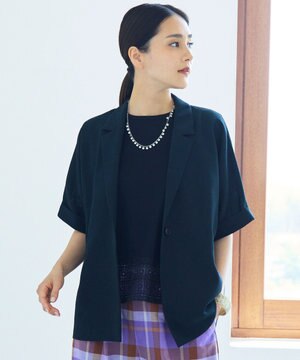  【カタログ掲載・人気素材・NEWアイテム】ラスティックメッシュハーフスリーブ ジャケット