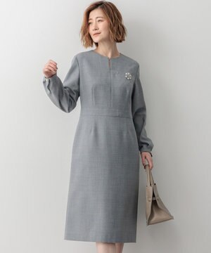  【洗える】ウールミックスジョーゼット ワンピース