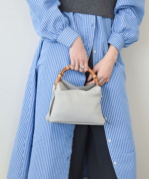  【LORISTELLA】バンブーハンドルソフトレザーハンドバッグ