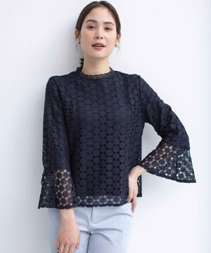  【WEB限定】フラワーレース 袖フレアトップス