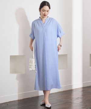  【接触冷感・UVケア・抗菌防臭・洗える】リヨセルポプリンシャツ ワンピース