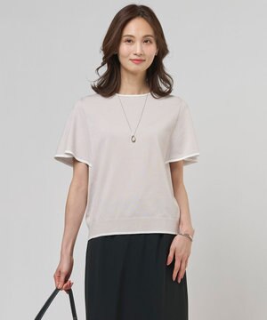  【シーンレスに活躍】COOL MINT COTTON POLYESTER フレアスリーブ ニット プルオーバー