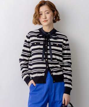  【先行予約】プレミアムビオコットン ポケット ボーダー カーディガン