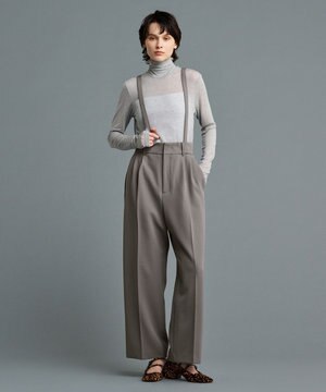 【防しわ・UVカット・洗濯機洗い可】バルキーツイル ワイドパンツ(サスペンダー付き)（uncrave STANDARD）