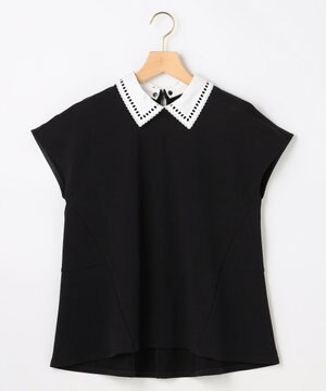  【先行予約】フレンチテリー 刺繍襟 ペプラムカットソー