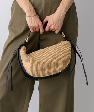  VIOLAd'ORO ラフィアシート レザーコンビ ワンハンドルバッグ