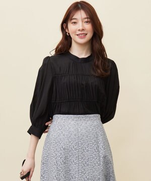 【洗える】シャーリングシアー ブラウス