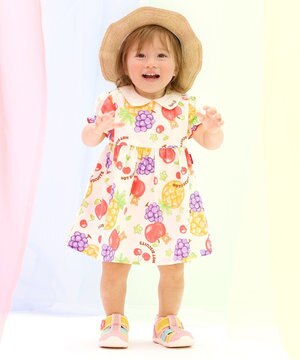  【ビーンズ×フルーツシリーズ】【80-120cm】襟付き 半袖ワンピース