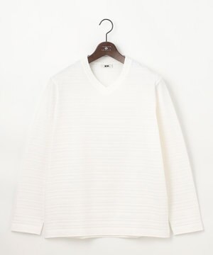  【オーガニックコットン使用・日本素材・日本縫製】 オーガニックヘリンボ-ンリンクス Vネック Tシャツ