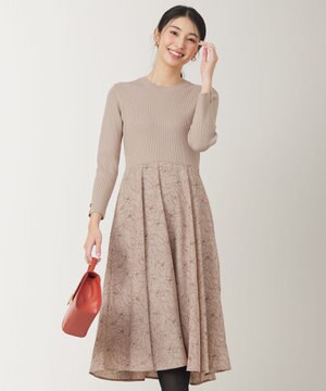  【洗える】フラワープリントドッキング ワンピース