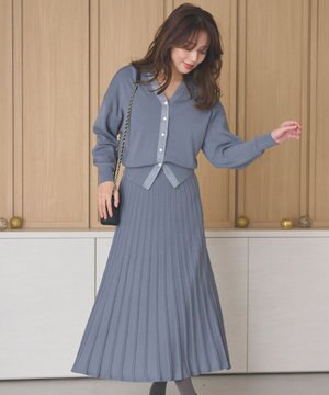  【洗える・セットアイテム】ラメライン・ニットセットアップ