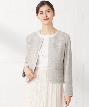  シャイニーストレッチツイード ジャケット