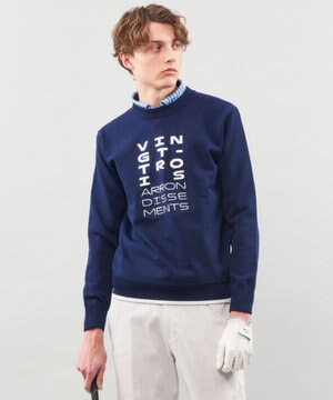  【MEN】【ウォッシャブル】ロゴインターシャ ポリエステルニット