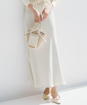  【吸水速乾/防シワ】ジョーゼットサテン ナロー スカート