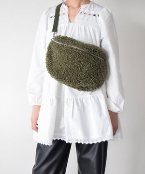  【ANDREA CARDONE ITALI】レザーストラップボアショルダーバッグ