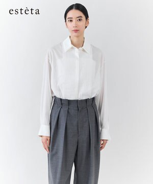  【エステータ】コットンオーガンジー ドレスシャツ