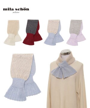  mila schon カシミヤ100%レーシーニットプチマフラー