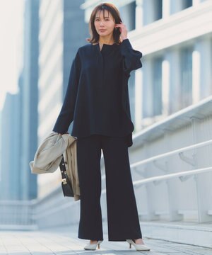  【ウエストゴム】ドライダブルクロス イージー ワイドパンツ