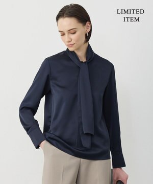  【WEB限定】 ドレープサテン ボウタイブラウス